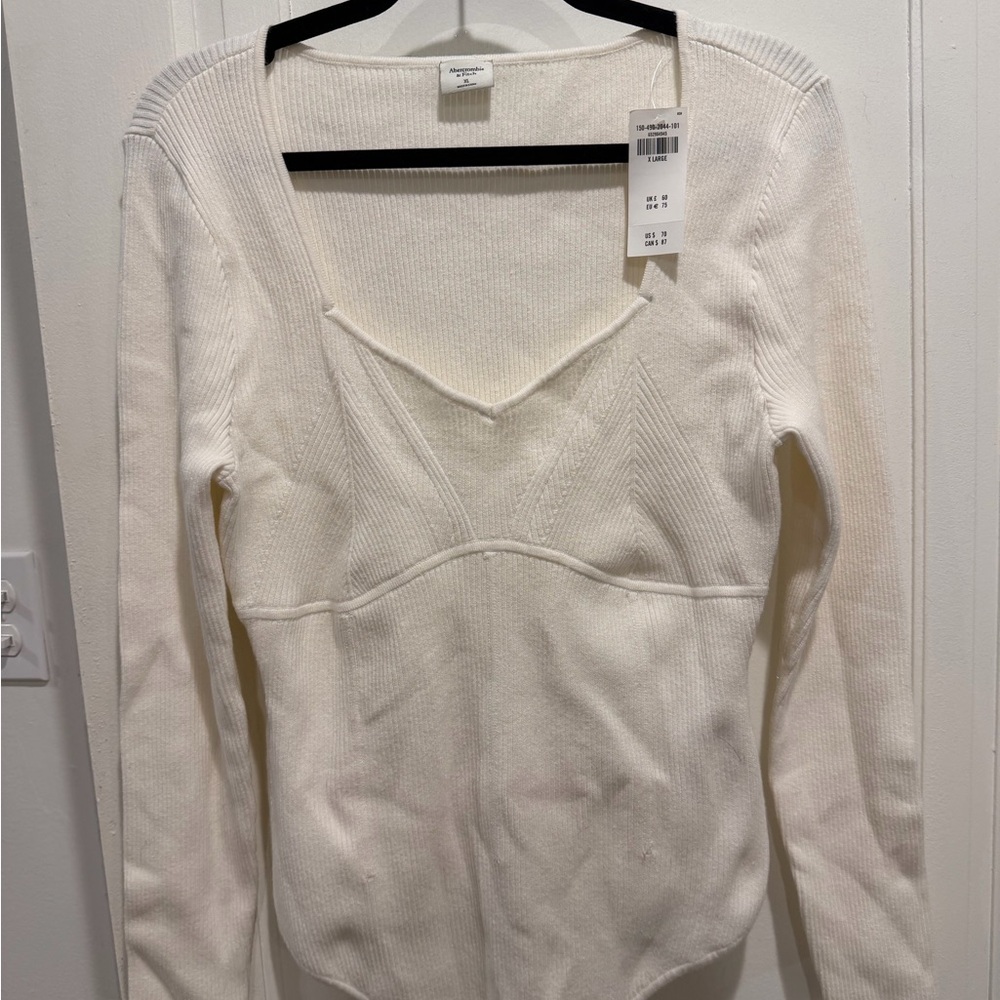 Women's White Sweater Bodysuit